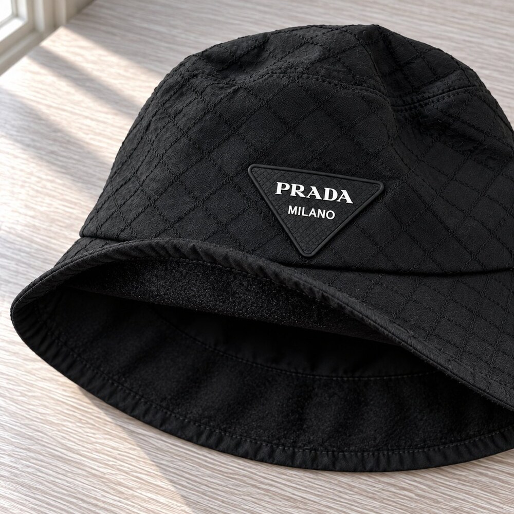 Prada Black Diamond-Texture Bucket Hat - Picture 6 of 6